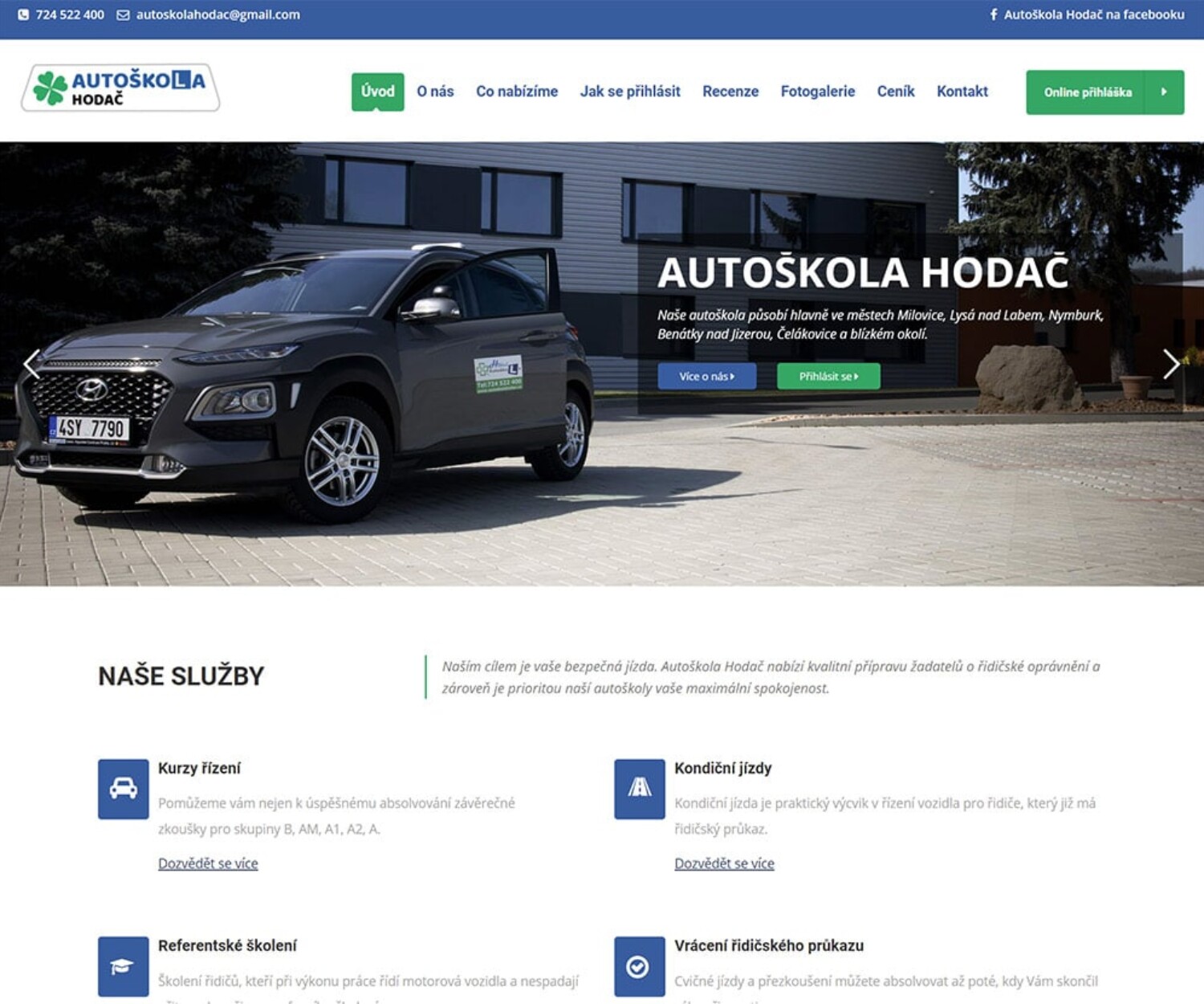 Autoškola Hodač - tvorba webových stránek