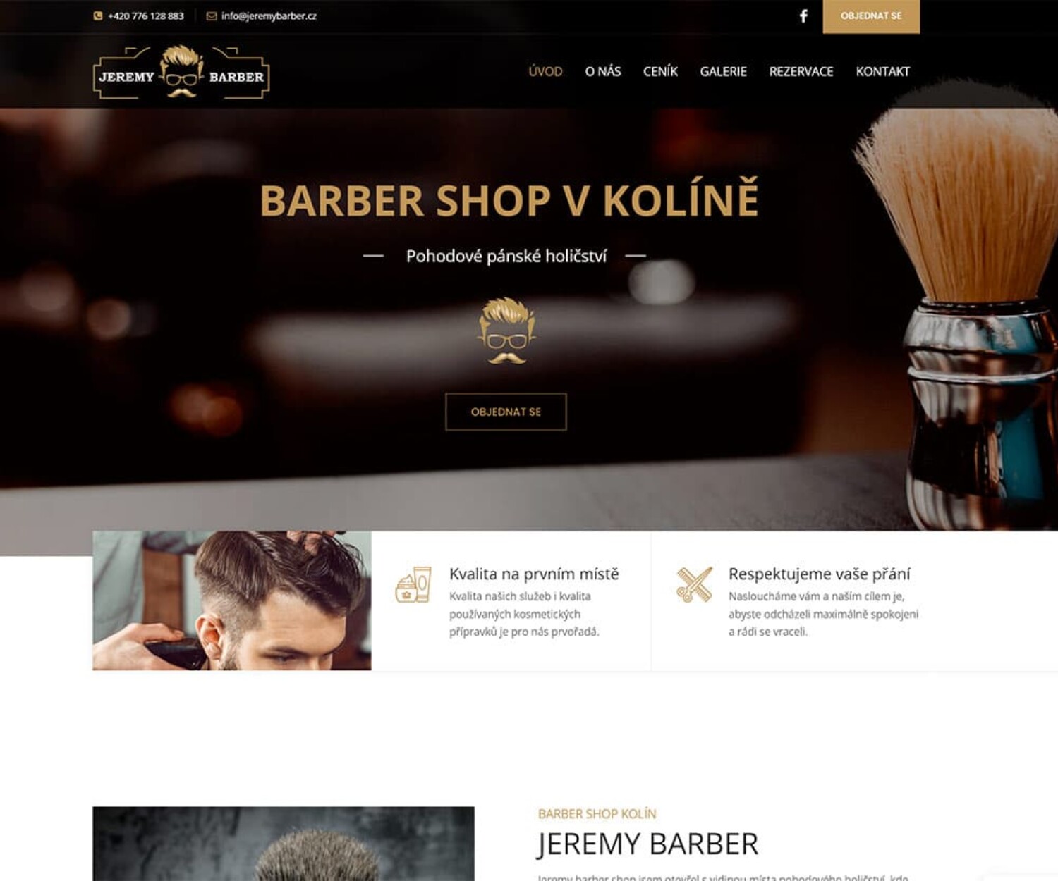 Tvorba webových stránek pro Jeremy Barber Kolín
