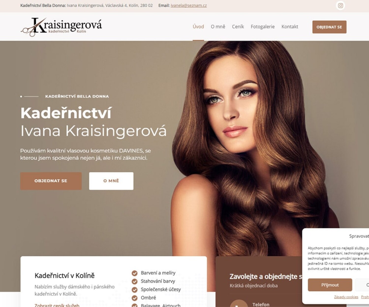 Kadeřnictví Kraisingerová - Tvorba webových stránek Kolín