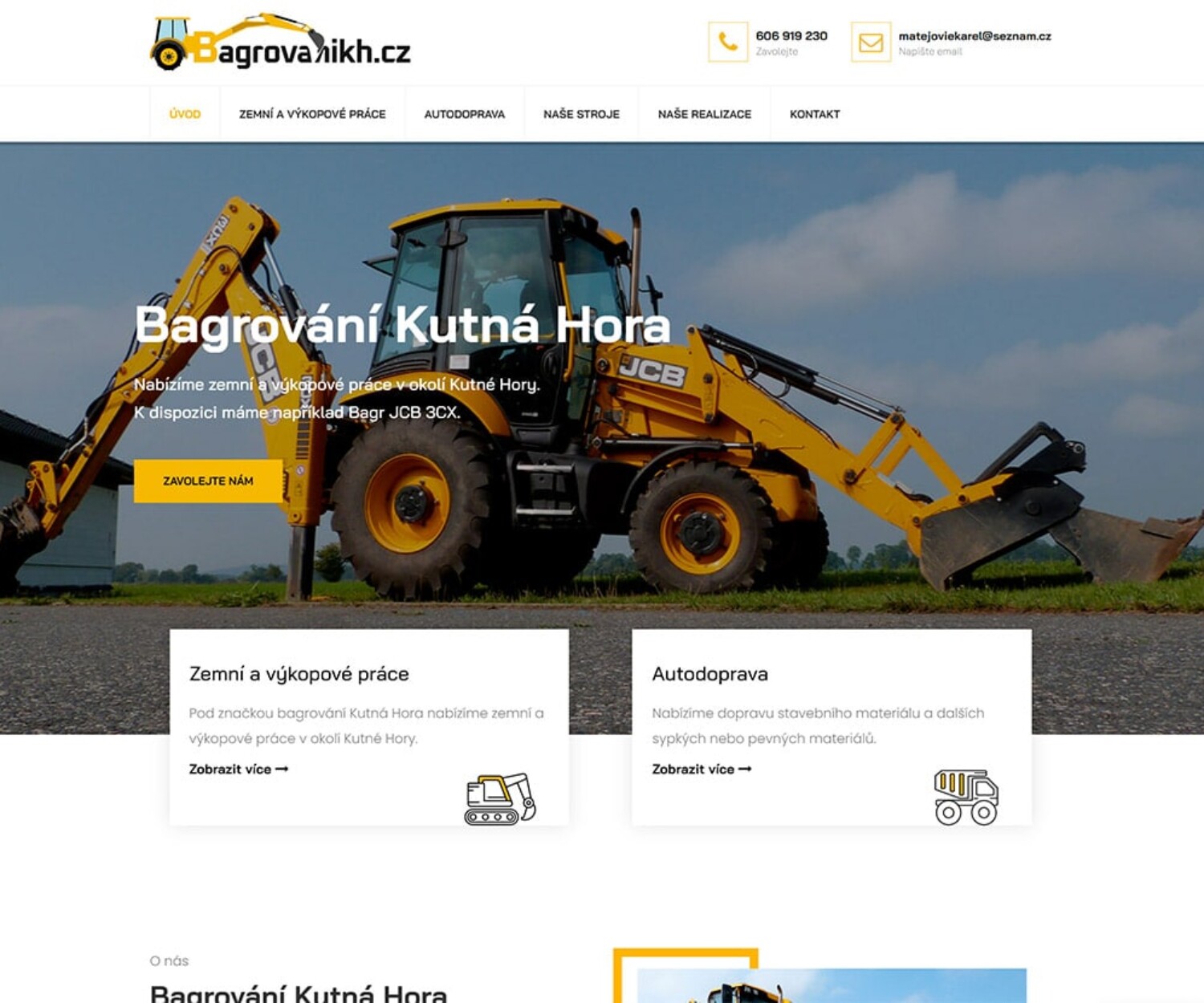 Tvorba webových stránek - Bagrování Kutná Hora