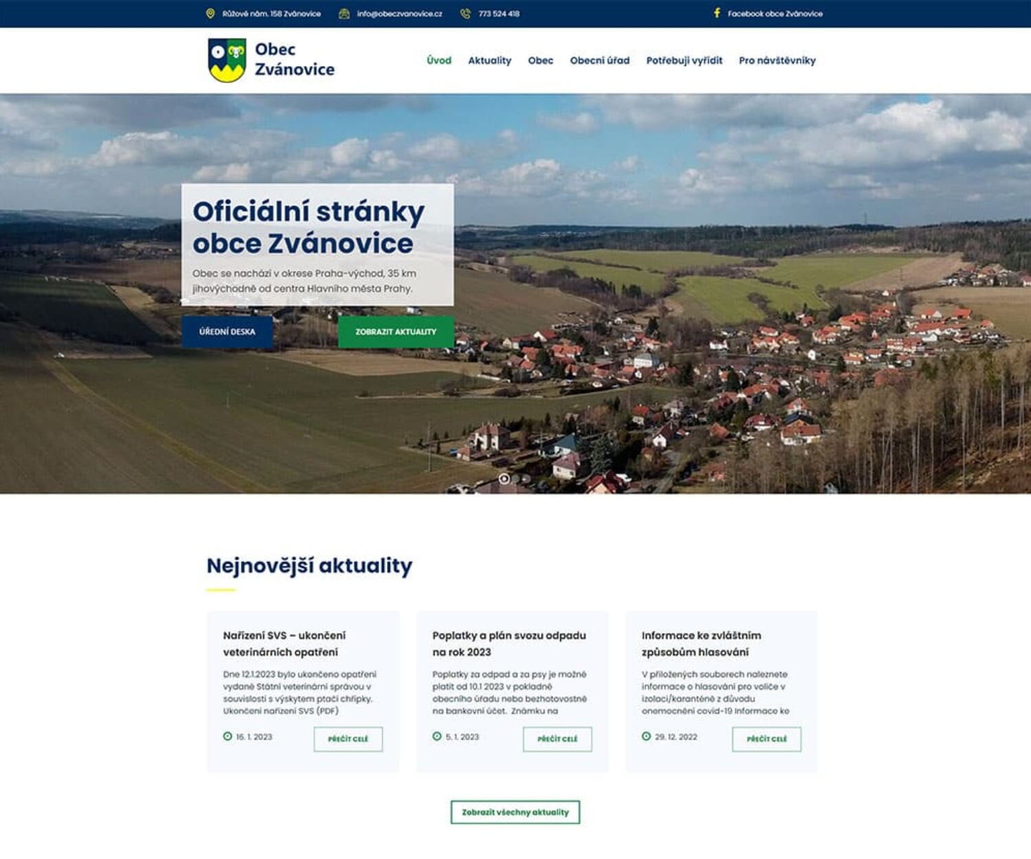 Tvorba webových stránek pro obecní úřad Zvánovice