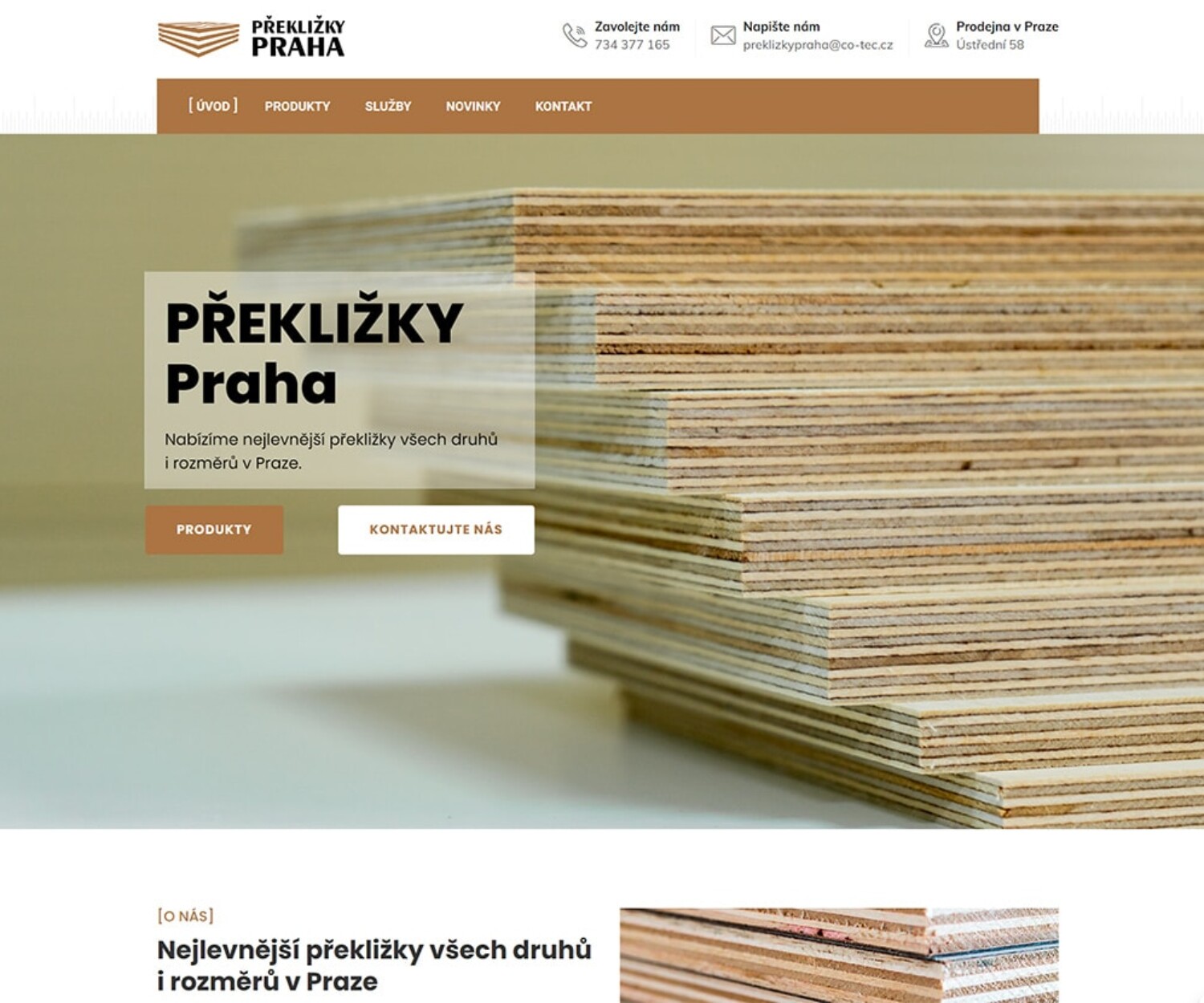 Překližky Praha - tvorba webových stránek